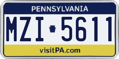 PA license plate MZI5611