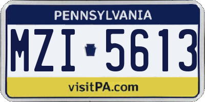 PA license plate MZI5613