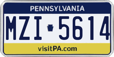 PA license plate MZI5614