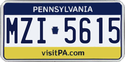 PA license plate MZI5615