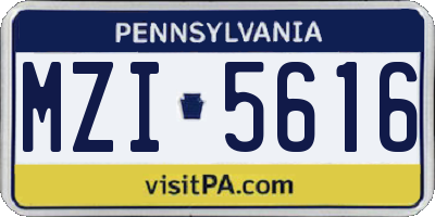 PA license plate MZI5616
