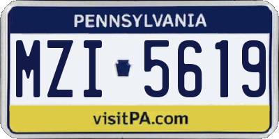 PA license plate MZI5619