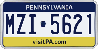 PA license plate MZI5621