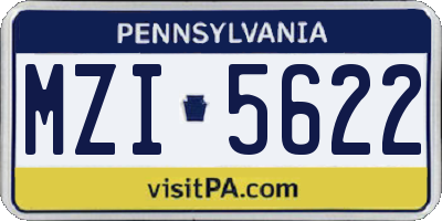 PA license plate MZI5622