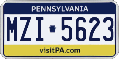 PA license plate MZI5623