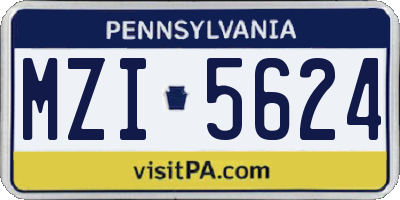PA license plate MZI5624