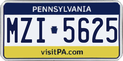 PA license plate MZI5625