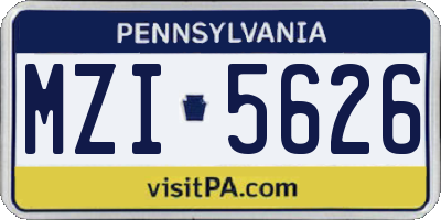 PA license plate MZI5626