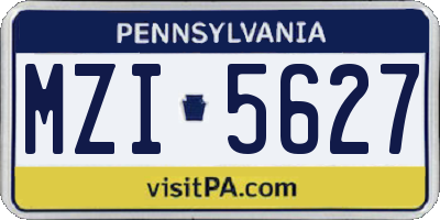 PA license plate MZI5627