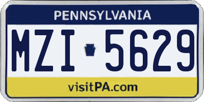 PA license plate MZI5629