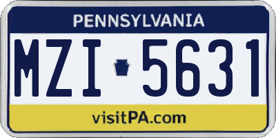 PA license plate MZI5631