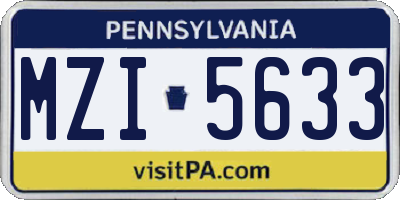 PA license plate MZI5633