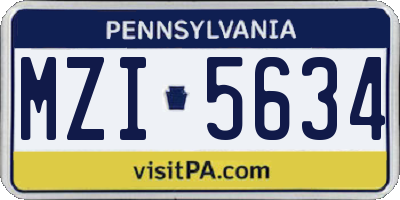 PA license plate MZI5634