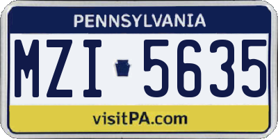 PA license plate MZI5635