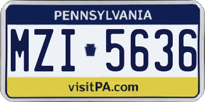 PA license plate MZI5636
