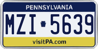 PA license plate MZI5639