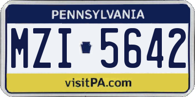 PA license plate MZI5642
