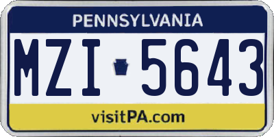 PA license plate MZI5643