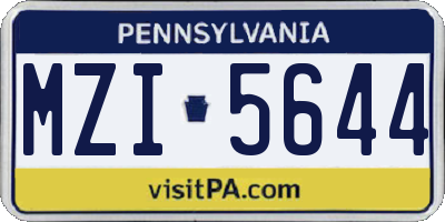 PA license plate MZI5644