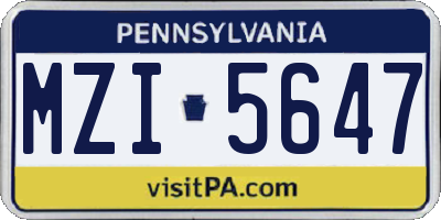 PA license plate MZI5647