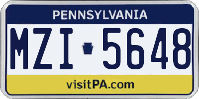 PA license plate MZI5648