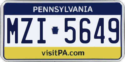 PA license plate MZI5649