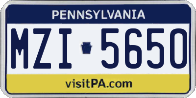 PA license plate MZI5650