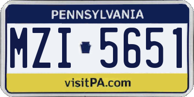 PA license plate MZI5651
