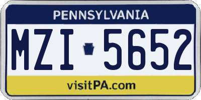 PA license plate MZI5652