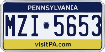 PA license plate MZI5653