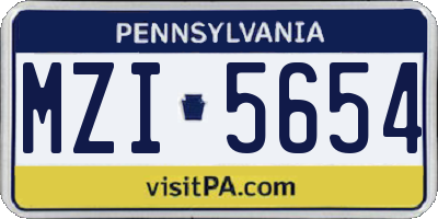 PA license plate MZI5654
