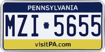PA license plate MZI5655