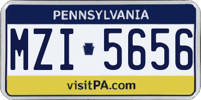 PA license plate MZI5656