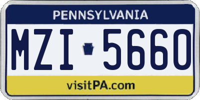 PA license plate MZI5660