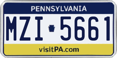 PA license plate MZI5661