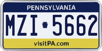 PA license plate MZI5662