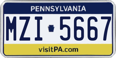PA license plate MZI5667