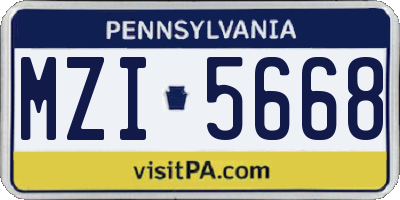 PA license plate MZI5668