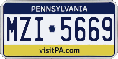 PA license plate MZI5669