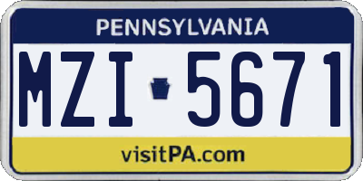 PA license plate MZI5671