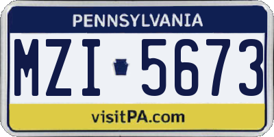 PA license plate MZI5673