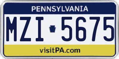 PA license plate MZI5675
