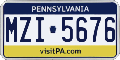PA license plate MZI5676