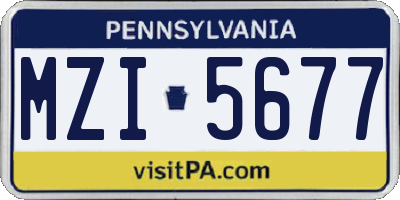PA license plate MZI5677