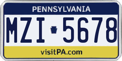 PA license plate MZI5678