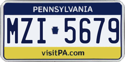 PA license plate MZI5679