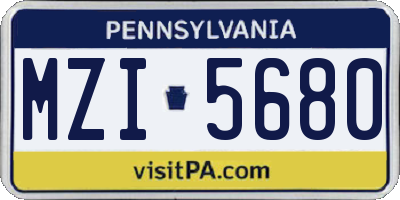 PA license plate MZI5680