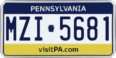 PA license plate MZI5681