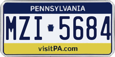 PA license plate MZI5684