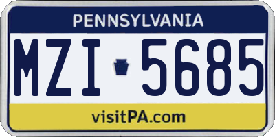PA license plate MZI5685
